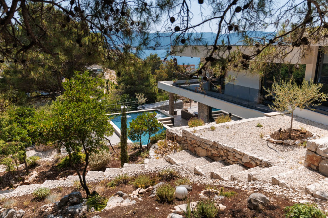 Au&szlig;enbereich, Villa Hedona mit beheiztem Pool und Hydro-Massage-Bereich, Komarna Komarna